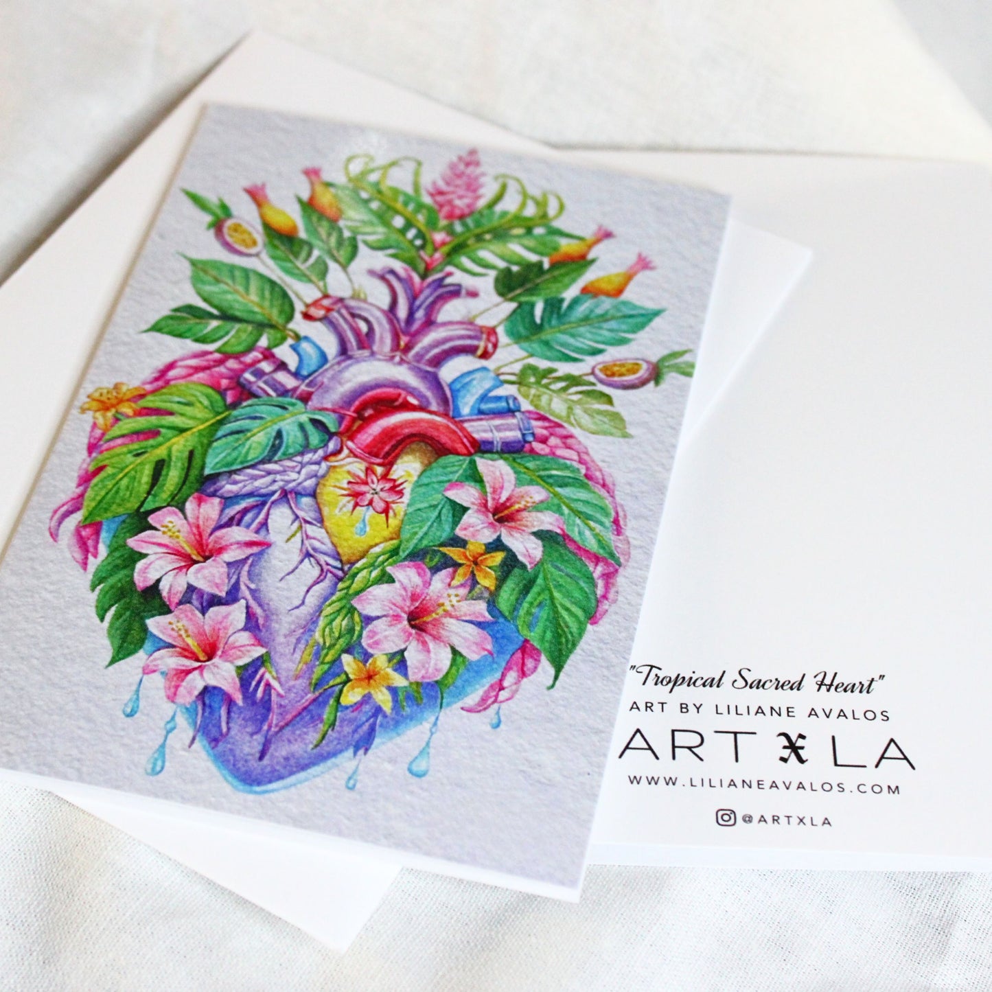 Tropical Sacred Heart - art greeting card