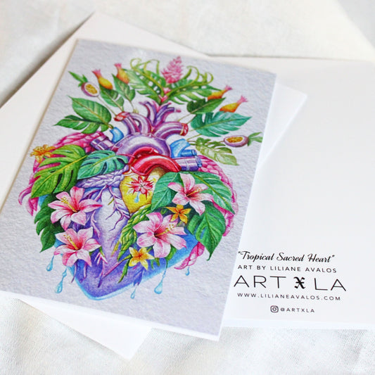Tropical Sacred Heart - art greeting card