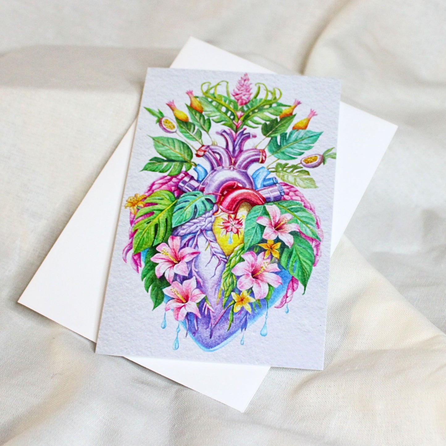 Tropical Sacred Heart - art greeting card