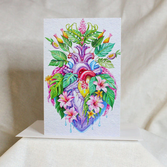 Tropical Sacred Heart - art greeting card