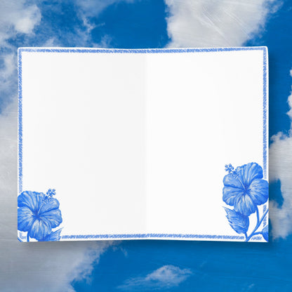 Hibiscus Study blue botanical watercolor artwork by Liliane Avalos, featured on a greeting card in Kauaʻi, Hawaiʻi 2026