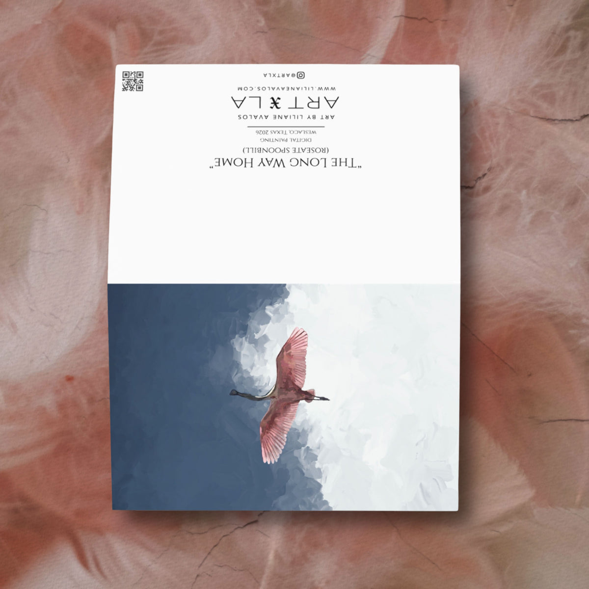 The Long Way Home greeting card Liliane Avalos South Texas Rio Grande Valley Roseate Spoonbill 2026