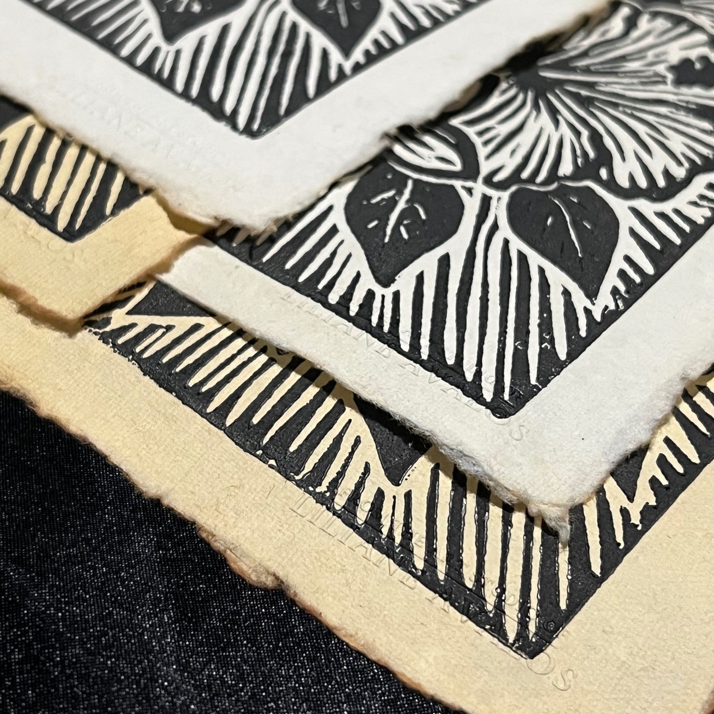 Garden Isle Glow linocut print on handmade deckled cotton paper by Liliane Avalos, Kauaʻi Hawaii artist