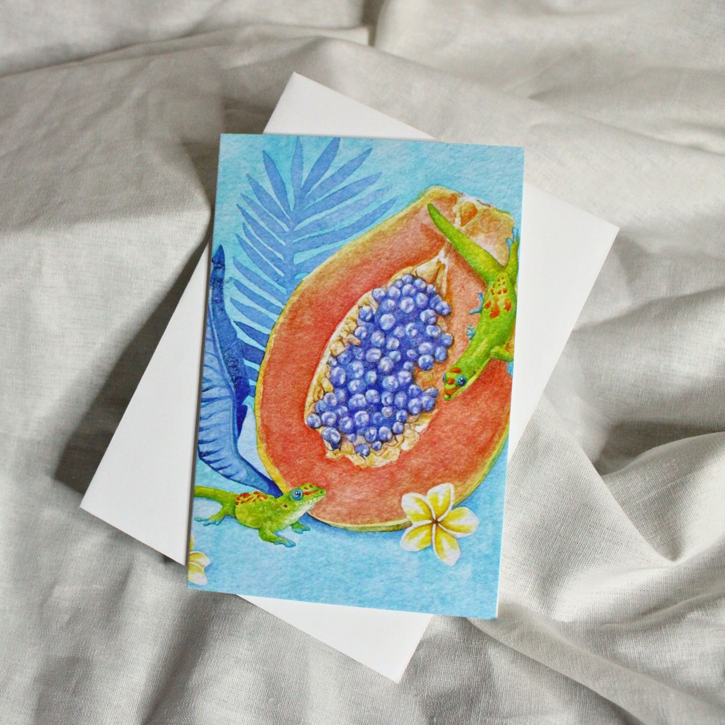 Good Morning Geckos - art greeting card