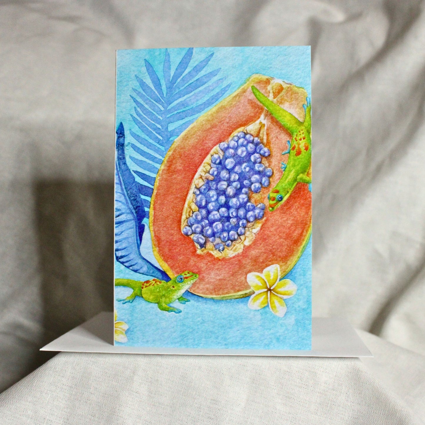 Good Morning Geckos - art greeting card