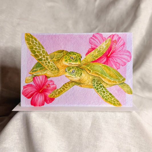 Honu Sweethearts - art greeting card