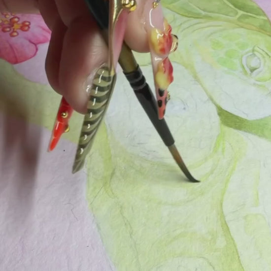 watercolor painting in progress honu sweethearts by artist Liliane Avalos Kauai Hawaii 2026